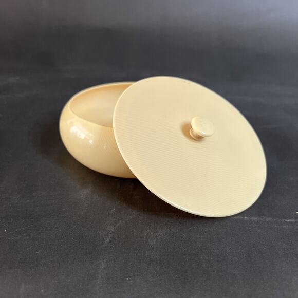 Vintage Ivory PyRaLin Celluloid Powder Puff Box 1930s Art Deco Vanity Set - Picture 4 of 9